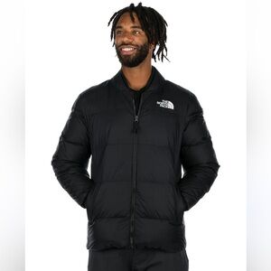 North Face Mens Small Black Winter Puffer Jacket Zip Up Coat TNF Bubble Puff